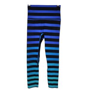 K-Deer Black & Blue Maranda Signature Stripe Mid Rise Crop Capri Legging Size S
